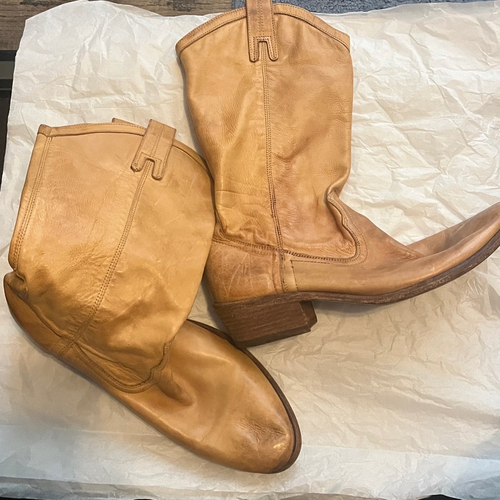Frye Tan Leather Cowboy Boots
